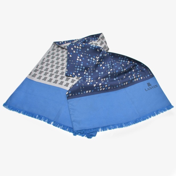 LANVIN Vintage Iconic Logo Reversible Silk Scarf 13" x 50" - Picture 3 of 8